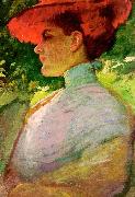 Frank Duveneck Lady With a Red Hat painting